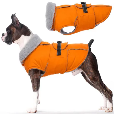 Produktbild von Hundemantel Winter Warmer Wasserdichter Fleece Hundeweste Orange Größe M