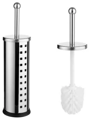 Productafbeelding van Decopatent® Toiletborstel met houder - Rvs Metaal - WC borstel met ronde houder - Staande Toiletborstelhouder - Vrijstaand
