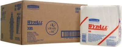 Produktbild von WypAll® X80 PowerClean - Viertelgefaltet / Weiß - 4 Bags  x 50 Sheets | Karton (4 Beutel)