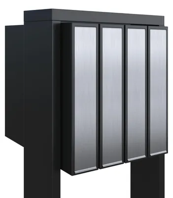 Produktbild von Briefkastenanlage Flag for Four in Schwarz mit Edelstahlklappe