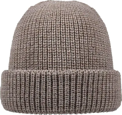 Produktbild von tomBrook Uni Parkermütze aus 100% Schurwolle - Klassische Strickmütze Wintermütze mit Umschlag in Taupe