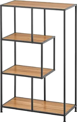 Produktbild von mDesign Bücherregal Aufbewahrung Regal Raumteiler 4 Ebenen Holz Metall Schwarz