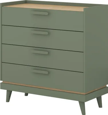 Produktbild von Masseno Kommode ACARA 90 cm Sideboard mit 4 Schubladen für Wohnzimmer Schlafzimmer Modern 90x40x90 cm Grün / Grün