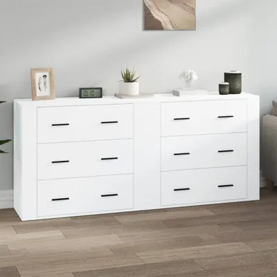 Image de vidaXL Sideboards 2 pcs. Blanc Bois composite