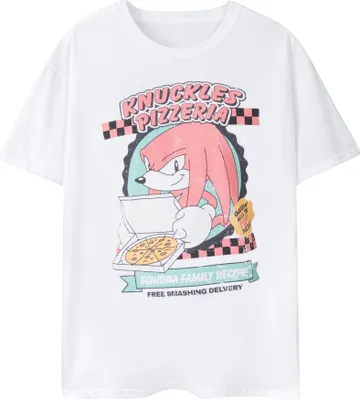 Image de Sonic The Hedgehog - "Knuckles Pizzeria" T-shirt manches courtes pour homme NS7506 (M) (Blanc)
