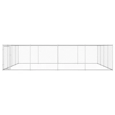 Image de vidaXL Enclos pour chiens d'extérieur Acier galvanisé 760x760x185 cm