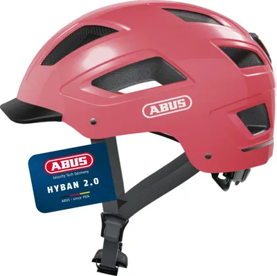 Immagine prodotto di ABUS Hyban 2.0 city - casco da bici con luce posteriore, guscio rigido in ABS, buona vestibilità - per uomo e donna - corallo, taglia M (52-58 cm?)