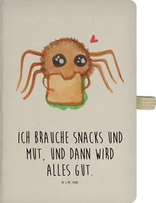 Produktbild von Mr. & Mrs. Panda notizbuch Spinne Agathe Sandwich - Transparent - Geschenk, Hunger, Tagebuch, a4, Alles Wird gut, Verfressen, Mut, Journal, Lebensfreude, Adressbuch
