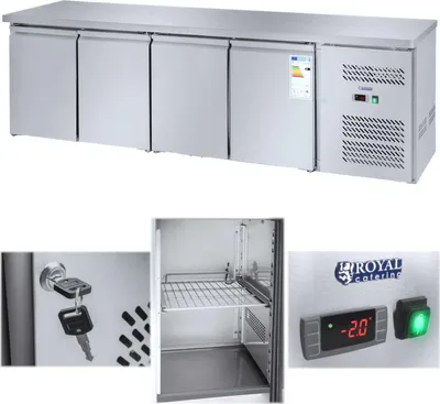 Zdjęcie produktu dla Stół Chłodniczy 4-Drzwiowy Z Blatem Roboczym Ze Stali Nierdzewnej Od -2 Do 8Deg C 450L