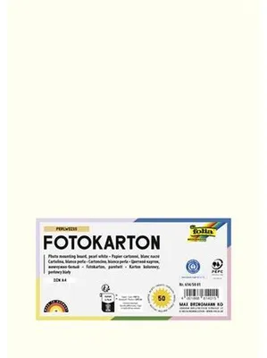 Dekoračný kartón, 2 stranný, A4, 300 g, 50 listov, FOLIA, perleťovo biely