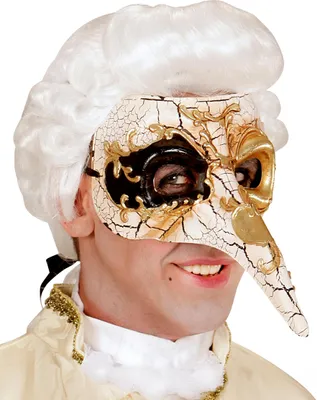 Immagine prodotto di Maschera veneziana con naso lungo in oro bianco