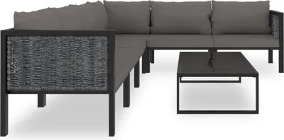 Produktbild von vidaXL 7-tlg. Garten-Lounge-Set mit Auflagen Poly Rattan Anthrazit
