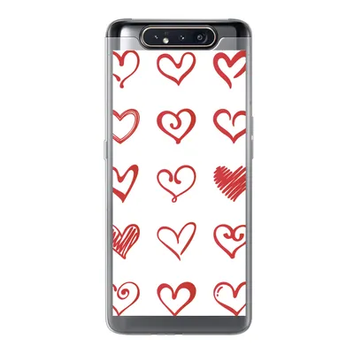 Produktbild von MuchoWow® Handyhülle Schutzhülle Hülle für Samsung Galaxy A80 Eine Illustration mit Herzen in verschiedenen Formen Silikon Softcase Handy Hülle - Schutzdeckel