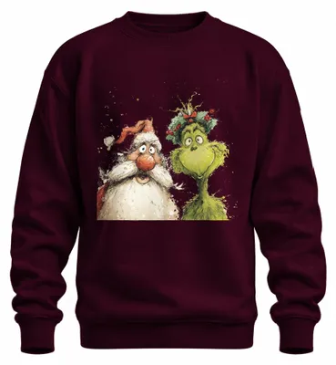 Immagine prodotto di Grinch Babbo Natale divertente regalo di Natale ghirlanda verde pullover felpa unisex, Borgogna, XXL