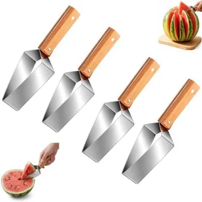 Produktbild von 4-Teiliges Set Wassermelonen Schneider, Professioneller Melonenschneider Edelstahl, Effizientes Obst Schneiden Für Familie Und Picknick, Mit Ergonomischen Griffen