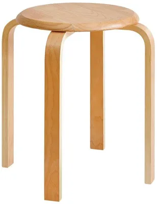 Produktbild von Ibenzoa® Stapelbarer Massivholz-Hocker (Sitzhocker), Gummibaumholz natur, 40 x 33 x 44 cm, belastbar >120 kg, 1 Stück