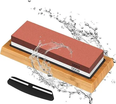 Immagine prodotto di Pietra abrasiva 2 in 1 1000/6000 - Supporto antiscivolo in silicone - Set di coltelli da cucina