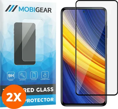 Produktbild von Mobigear Premium 4.99 POCO X3 Pro Panzerglas Gehärtetes Glas Displayschutz - Hüllenfreundlich - Schwarz (2er Pack)