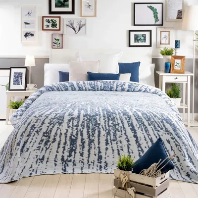 Tagesdecke 180x270 cm, Blau, für Bett 90 cm, Jacquard, Baumwoll-Polyester