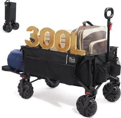 Produktbild von Famanu Strandtrolley 300L mit Verstellbarer Hinterklappe und Abnehmbaren Rädern - Blau