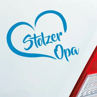 Produktbild von Auto Aufkleber Stolzer Opa Liebe Herz Großvater Enkel 12x10 cm Hellblau Sticker Heckscheibenaufkleber