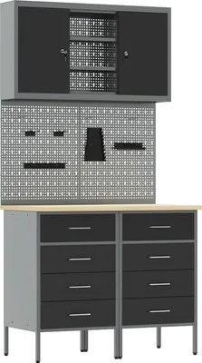 Produktbild von Möbel 5-teiliges Werkbank-Set Schwarz Stahl - Werkbänke 3321422