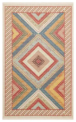 Image de Tapis en coton rouge 120 x 180 cm - tissage plat sans poils - lavable à 30 °C