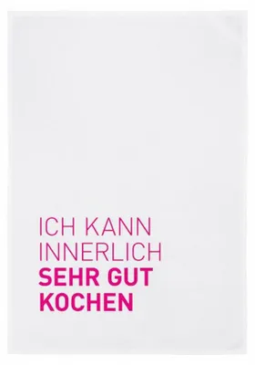 Produktbild von Baumwoll Geschirrtuch mit Spruch "ICH KANN INNERLICH GUT KOCHEN"