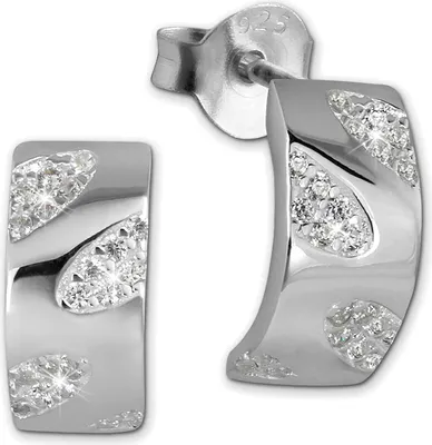 Produktbild von SilberDream Ohrstecker Silber Schmuck weiß Blätter Zirkonia Ohrringe SDO4274W