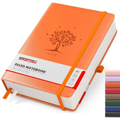Obrázek produktu pro Knižní blok s pevnou deskou, formát B5, linkovaný, 320 stran, papír o gramáži 100 g/m², barva: oranžová, rozměry: 19 x 25 cm