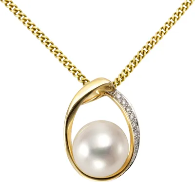 Produktbild von Orolino Halskette 585/- Gold 42/45cm gelb Süßwasserzuchtperle weiß 500341533-1