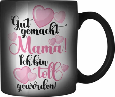 Produktbild von Trendation - Mutter Mama Farbwechsel Zauber-Tasse Geschenk von Tochter zum Geburtstag Weihnachten Karabiner Farbwechsel Zauber-Tasse Edelstahl Lustig Geschenke Muttertag Muttertagsgeschenk (Schwarz)