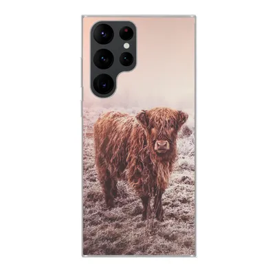 Produktbild von MuchoWow® Handyhülle Schutzhülle Hülle für Samsung Galaxy S22 Ultra Schottische Highlander - Schnee - Sonne Silikon Softcase Handy Hülle - Abbildung