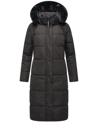 Produktbild von Navahoo Damen Winter Steppjacke Stepp Jacke lang warm Mantel gesteppt Parker Kapuze mit Recyceltes Obermaterial Blitzliebe Schwarz Gr: 40 - L