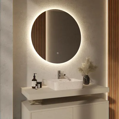 Produktbild von Mirlux LED Badspiegel rund 80 cm rahmenlos dimmbar Antibeschlag