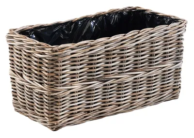 Produktbild von Kobolo Balkonkasten LALE 71x37x35 cm grau Rattan Holz - Blumenbank Pflanzkorb Blumenkasten Blumentopf Blumenständer Blumenkübel Pflanzkasten Garten