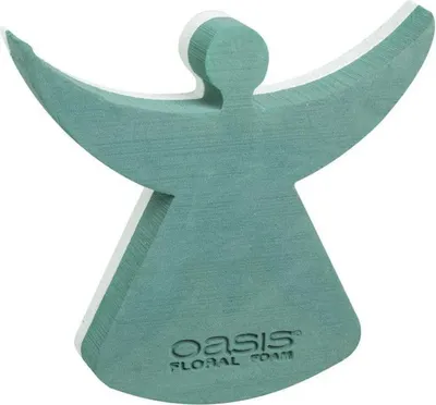 Produktbild von OASIS® Nass Steckschwamm Engel SATCHA, Polystyrol Hartschwammboden, grün, 33,5x30x6cm - Nasssteckschaum