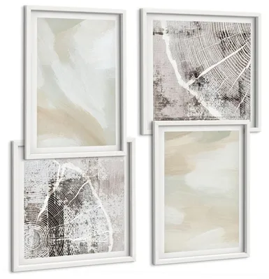 Produktbild von Bilder Set 4-teilig im weißen Rahmen – Wandbilder 4 Stück – gerahmte Poster für Wohnzimmer, Schlafzimmer und Flur – 50x50 cm - 40x60 cm – Minimalismus der Farbstruktur