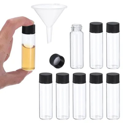 Glasfläschchen 15 ml, 8 Stück, durchsichtig, mit Schraubverschluss