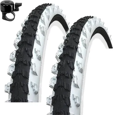 Immagine prodotto di 2 pneumatici per MTB Kenda K-829 da 20" Copertoni per bicicletta Nero/Bianco  50-406 (20 x 2,00) incl. campanello per bicicletta