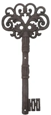 Gusseisen-Wandhaken mit antiken Schlüsseln, schwarz, 34x15x17 cm