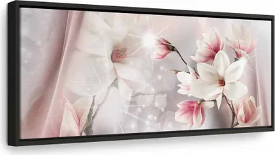 Produktbild von Italienischer Leinwand Leinwandbild - Magnolia Reflection (1 Part) Narrow 90x30 cm Blumen b-B-0270-b-a