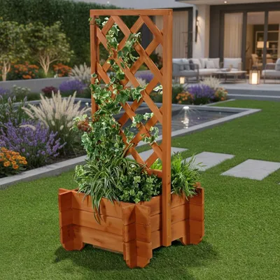 Produktbild von Rosenbogen Pflanzkübel Pergola Spalier Rankhilfe Blumenkübel Torbogen Holz