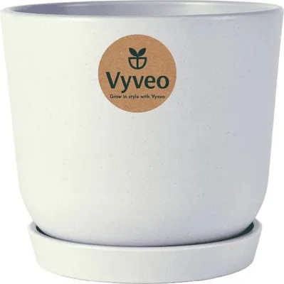 Immagine prodotto di Vyveo - Vaso da fiori Soren con sottovaso - Grigio chiaro - 19x17