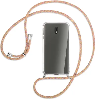 Produktbild von Handykette Backcover-Schutzhülle mit Band (Metall silberfarben) für Nokia 3 - Rainbow