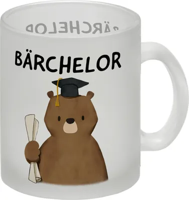 Produktbild von Bär mit Doktorhut Glas Tasse mit Spruch Bärchelor