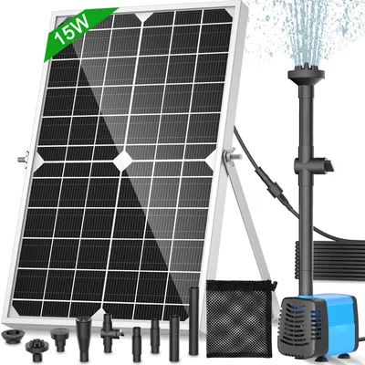 Solar-Teichpumpe 15 W, 720 l/h, 5 m Kabel, 4 Düsen