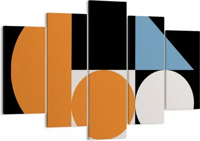 Produktbild von Bild auf Leinwand - Leinwandbild - 5 Teile - Stück Geometrisch Räder - 150x100cm - Wand Bild - Wanddeko - Wandbilder - Leinwanddruck - Bilder - Wanddekoration - Leinwand bilder - EA150x100-4879