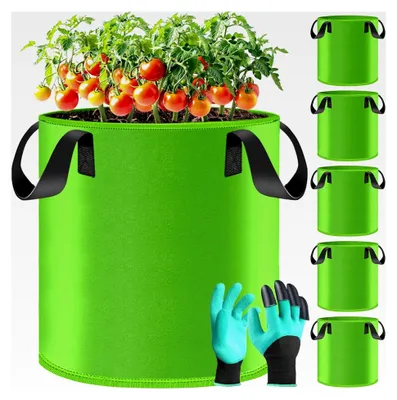 Produktbild von 5 Stück Pflanzsäcke, 30L Grow Bags, Vliesstofftöpfe für Tomaten, Kartoffeln und Erdbeeren mit Griffen