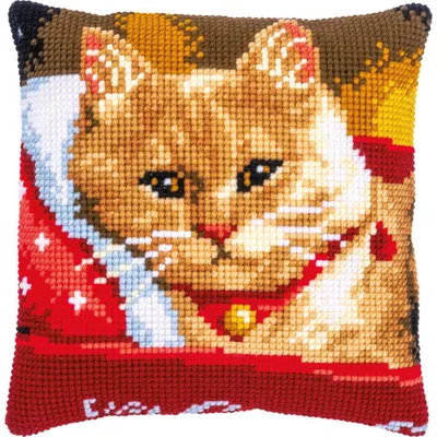 Produktbild von Vervaco Kreuzstichkissen "Katze", Stickbild vorgezeichnet, 40x40cm